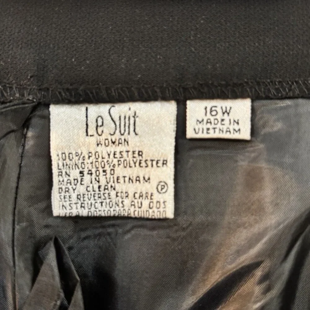 LE SUIT WOMAN SZ 16W BLACK LINED DRESS PANTS SIDE ZIP PLEATED